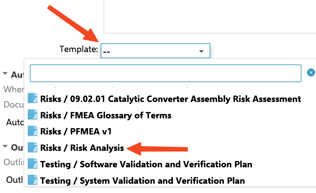 Selecting the template in a document's Document Properties via the templateDoc field