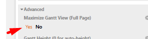 Maximize Gantt View set to Yes in the Advanced section of the widget parameters