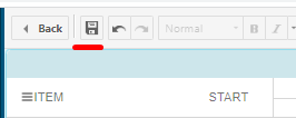Saving the configured Gantt page with the Save icon in the upper-left of the screen