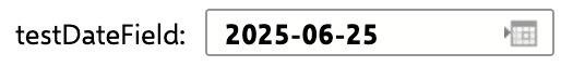 Small diamond marker appearing at the testDateField date 2025-06-25 on the Gantt view