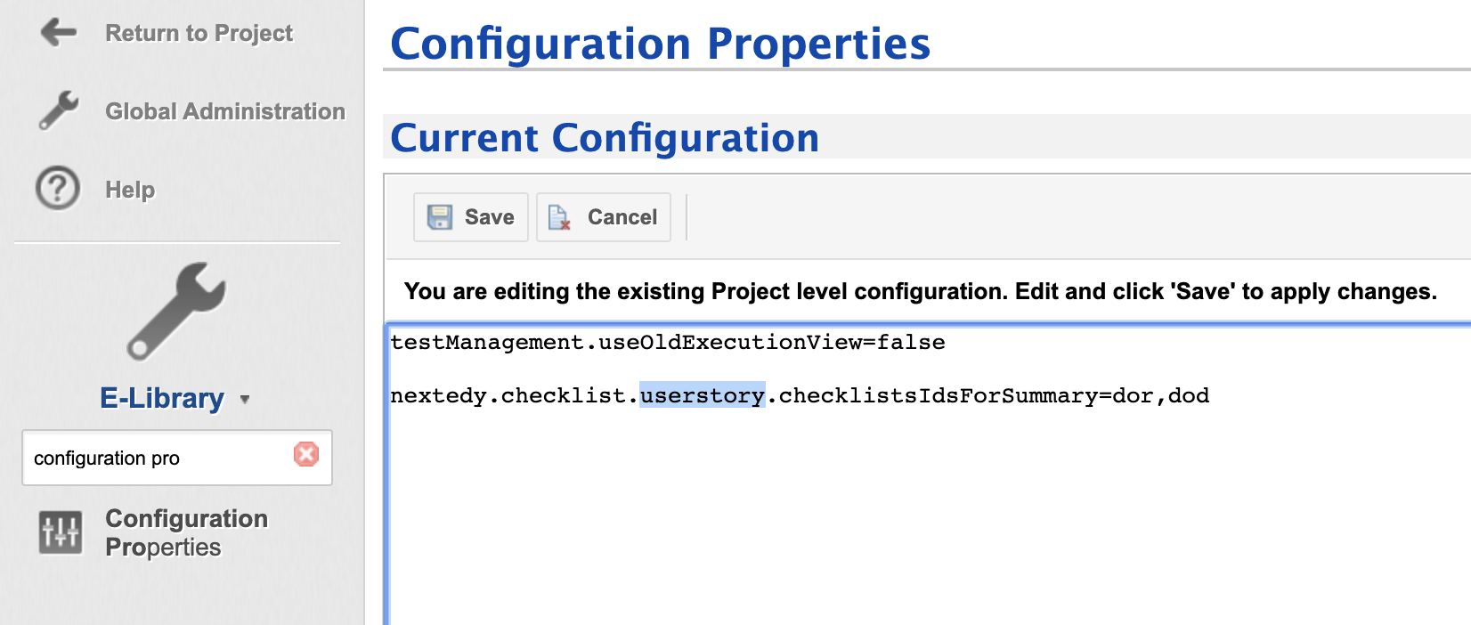 Setting the checklistsIdsForSummary configuration property