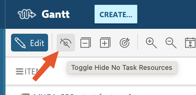Hide No Task Resources button on the Gantt toolbar