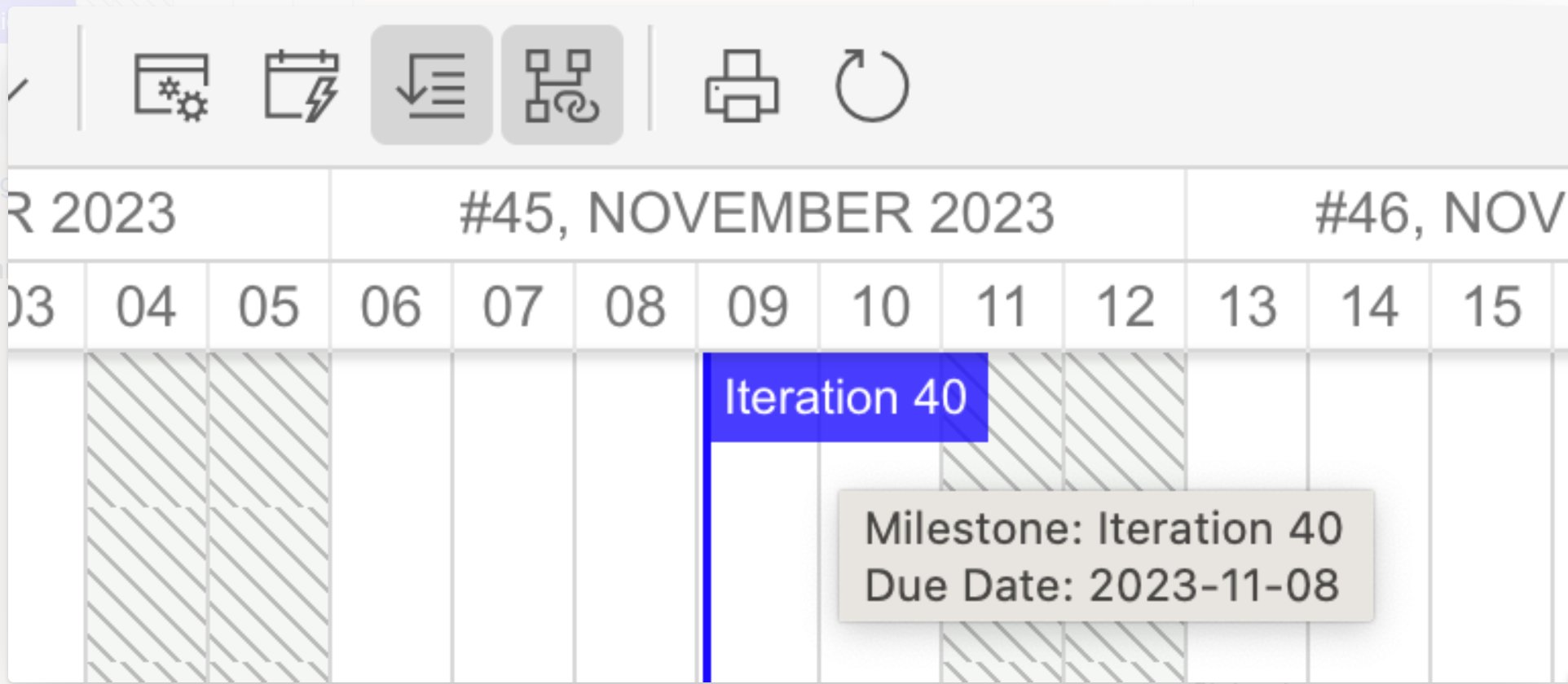 Marker tooltip shown on hover, displaying the marker title and due date