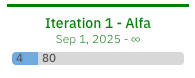 Plan column header showing start date followed by an infinity symbol when no due date is set: Sep 1, 2025 - ∞