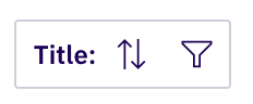 Column header label 'Title' with vertical up/down sort arrows and a funnel filter icon next to it, used to sort or filter that column at runtime