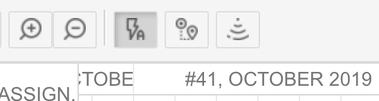 Gantt toolbar with the auto-scheduling toggle button used to switch automatic scheduling on and off