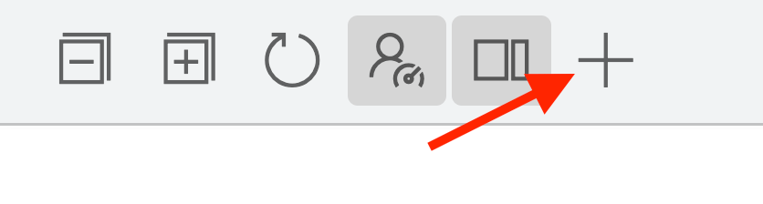 Planningboard toolbar with arrow pointing to the plus button that appears when New Plan creation is enabled