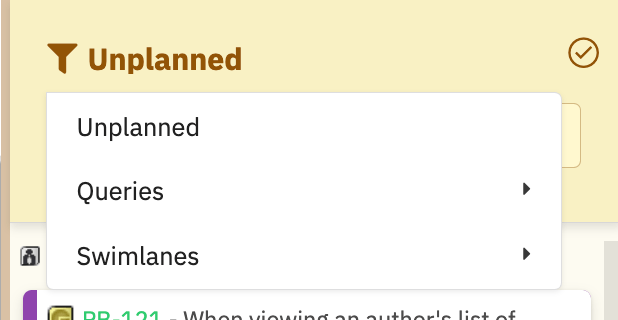 Selecting a custom query from the sidebar filter