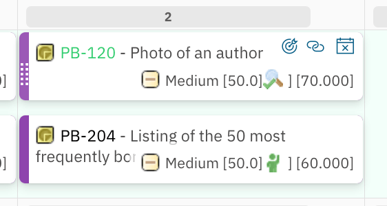 Three cards PB-139, PB-191, and PB-205 all at priority 50.0 before reordering