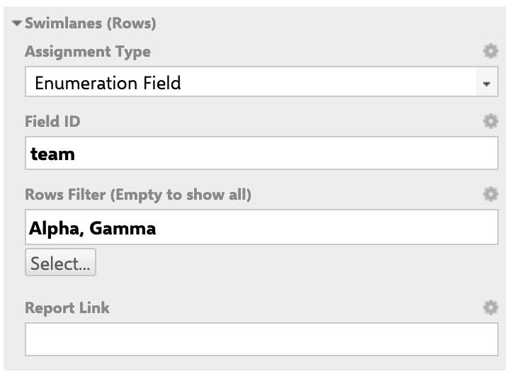 Enumeration field swimlane example — field selection