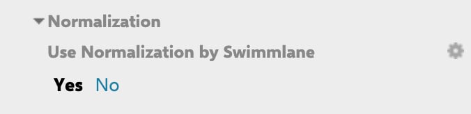 Widget Parameters panel showing the Normalization section with 'Use Normalization by Swimlane' set to Yes