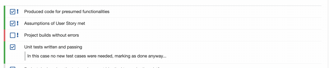 Animated demonstration of adding a note to a checklist item using the Reply icon
