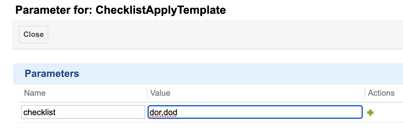 Setting the checklist parameter with comma-separated field IDs