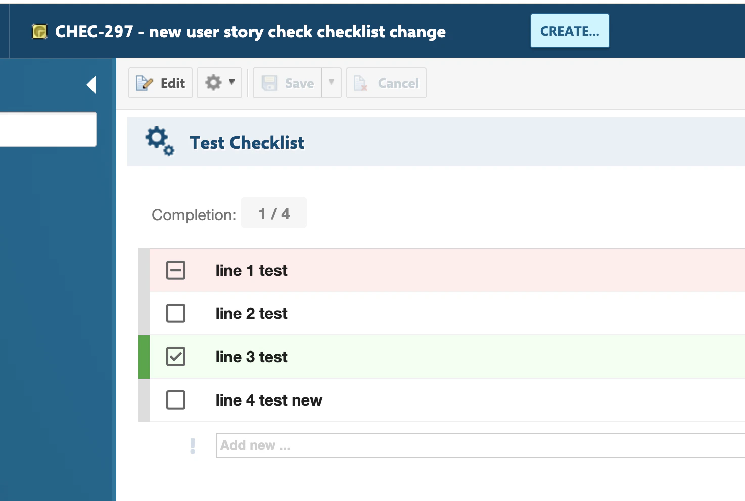 User story with completed checklist items before type change