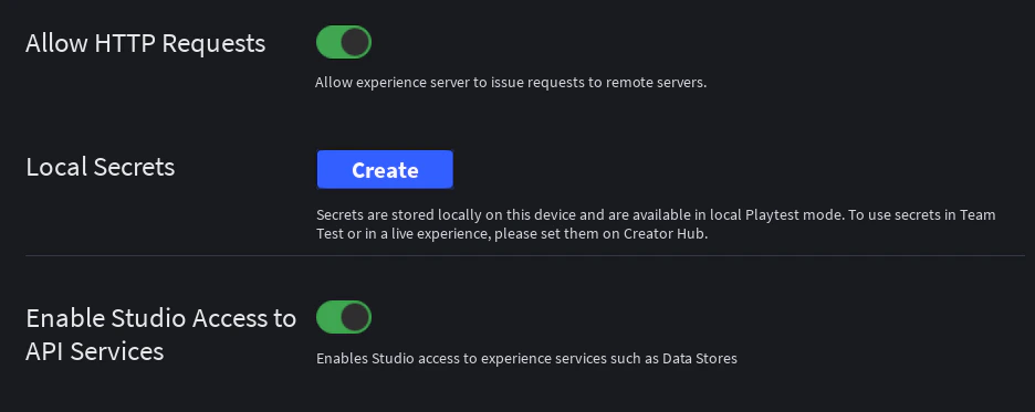 HTTP Requests And API Services Toggles