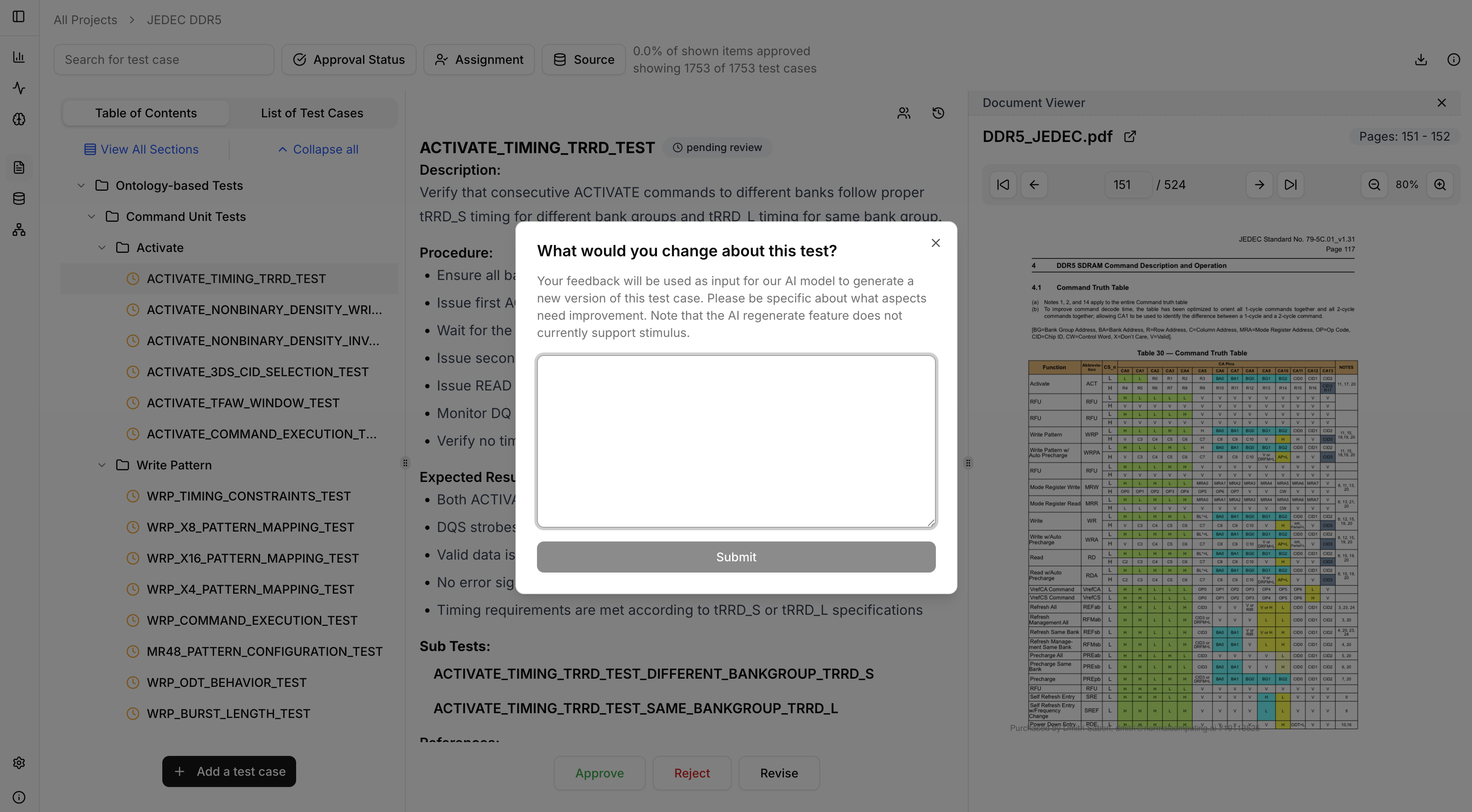 AI-powered test case revision
