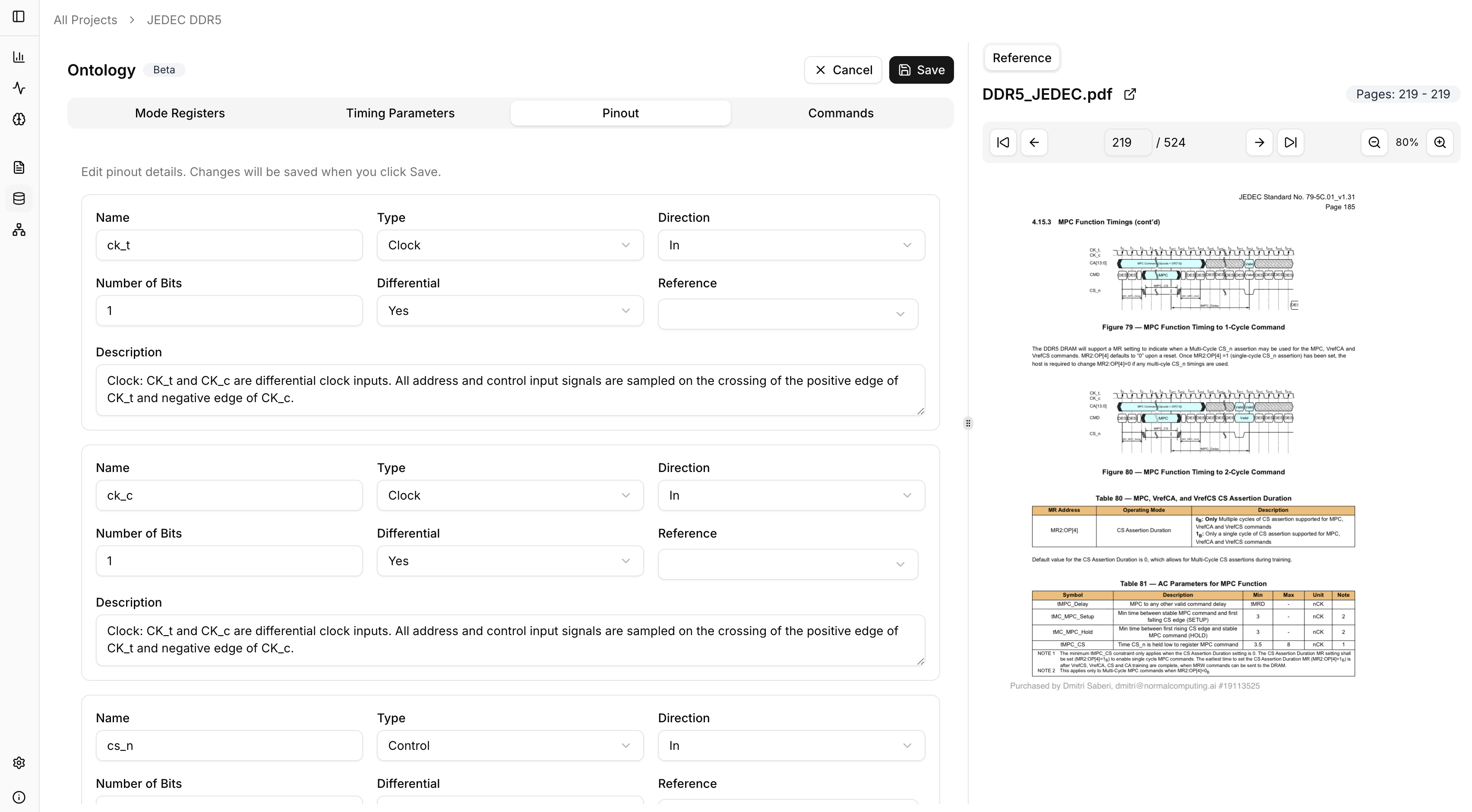 Editing ontology pinout details