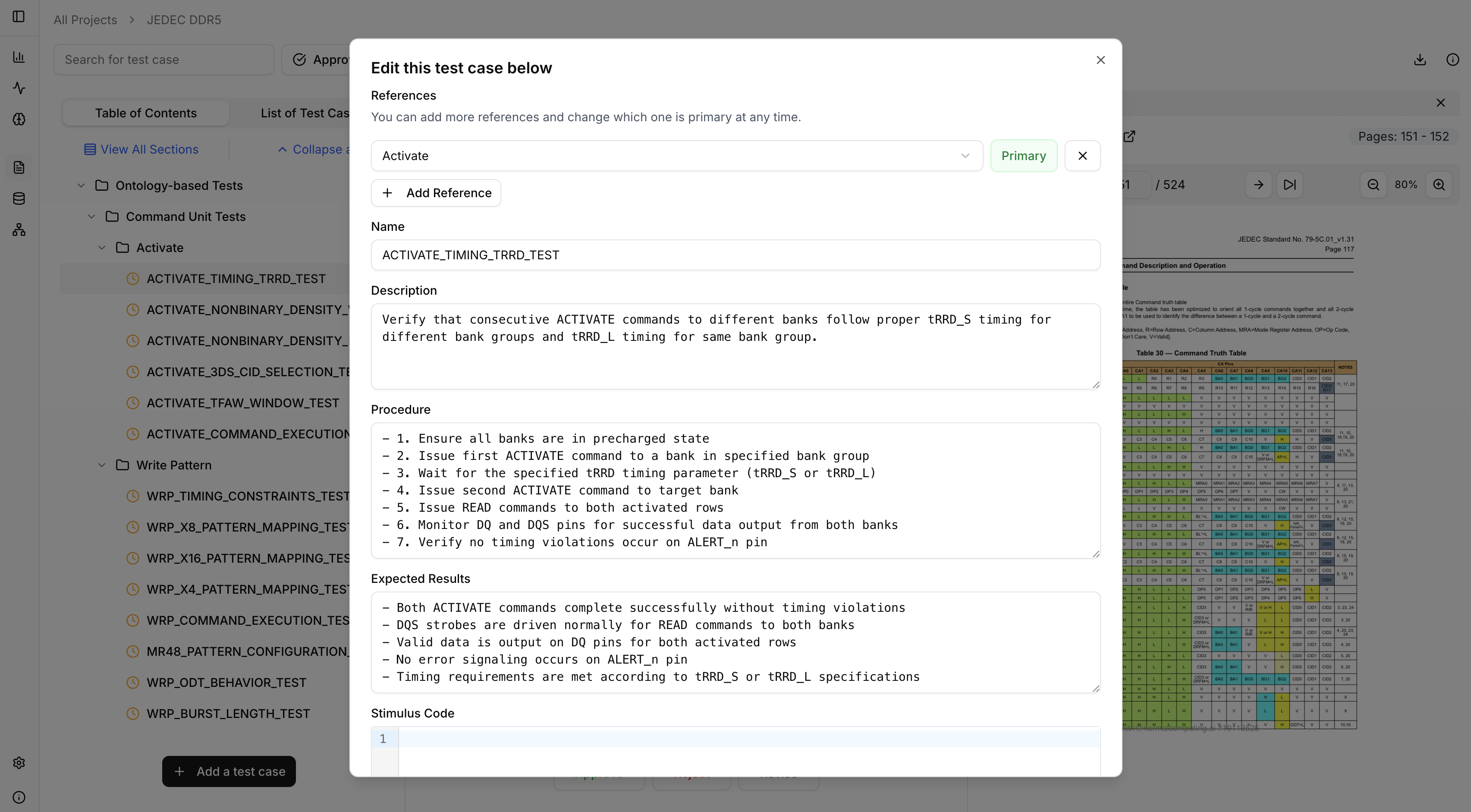 Edit test case manually