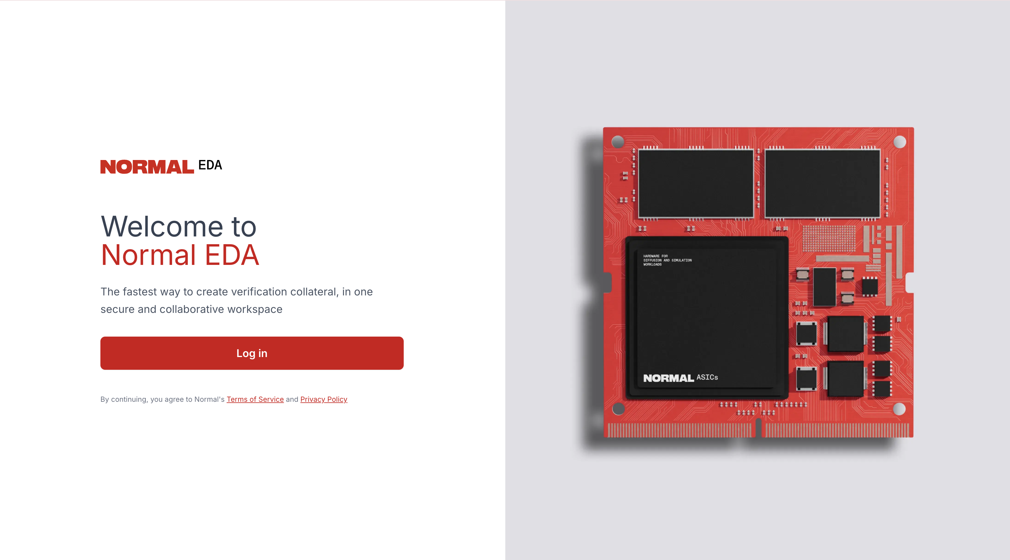 Normal EDA login page