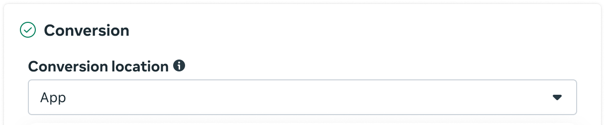 Conversion location set to App