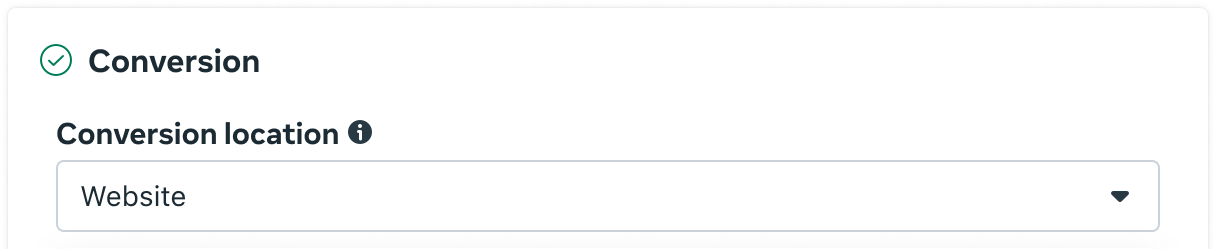 Conversion location set to Website