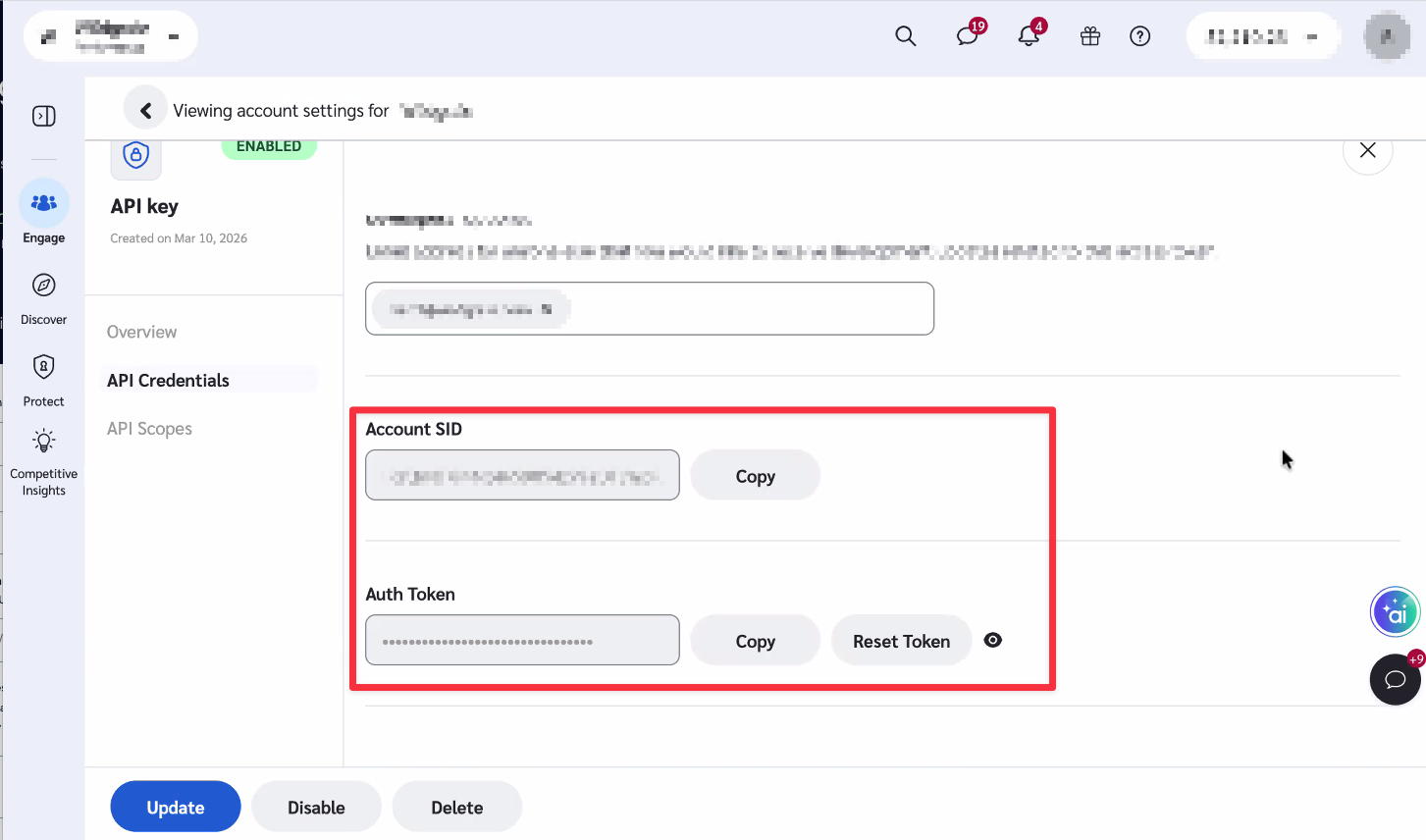 Impact Create Access Token screen with the API scopes selected