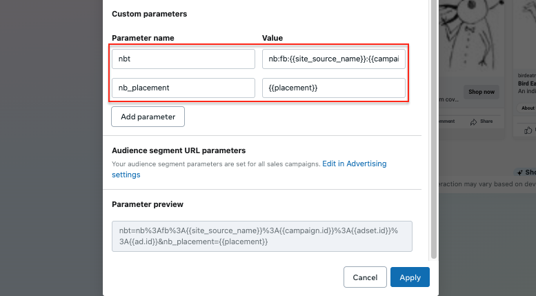 Build a URL Parameter > Custom Parameters