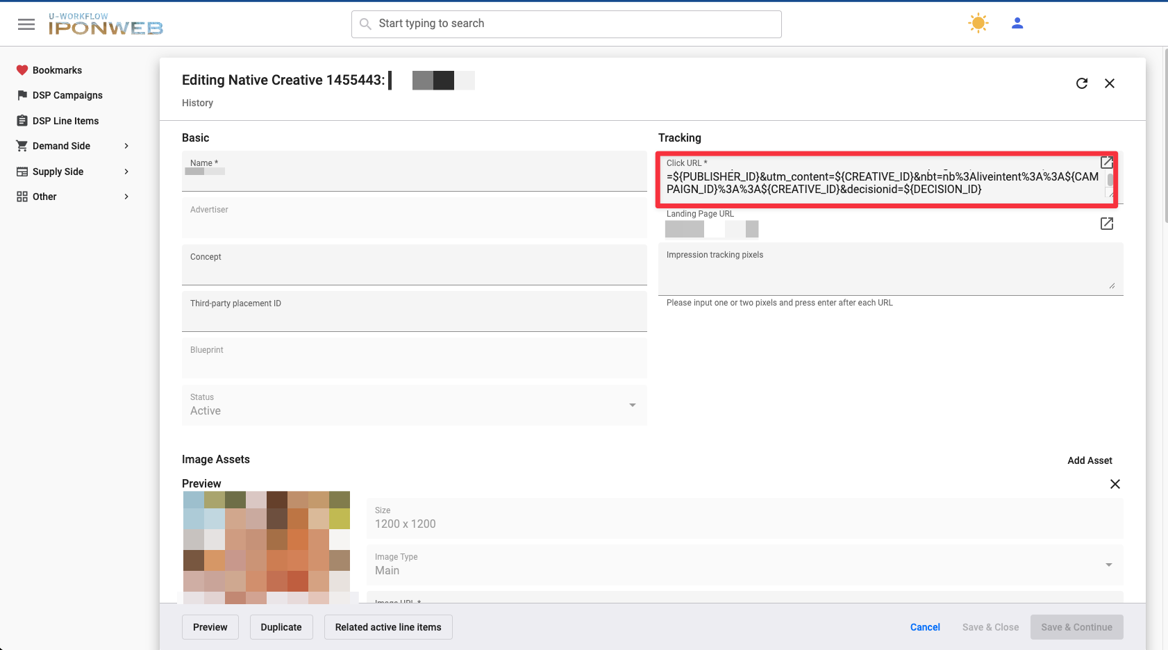 LiveIntent creative click URL with the Northbeam nbt and decisionid parameters appended