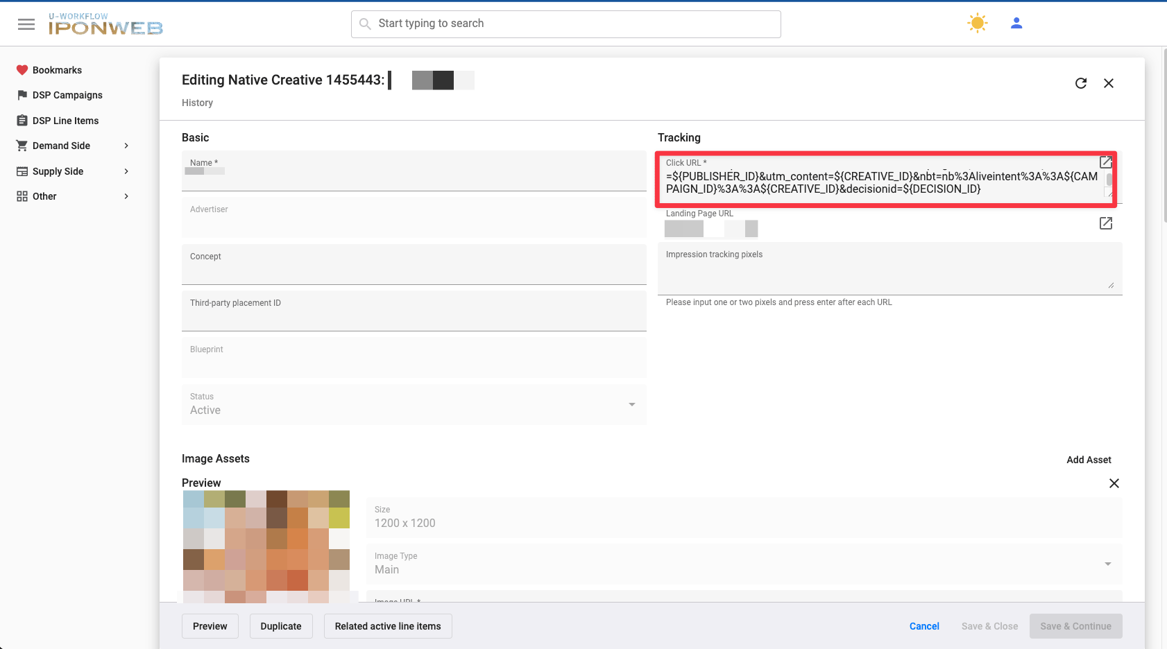 LiveIntent creative click URL with the Northbeam nbt and decisionid parameters appended