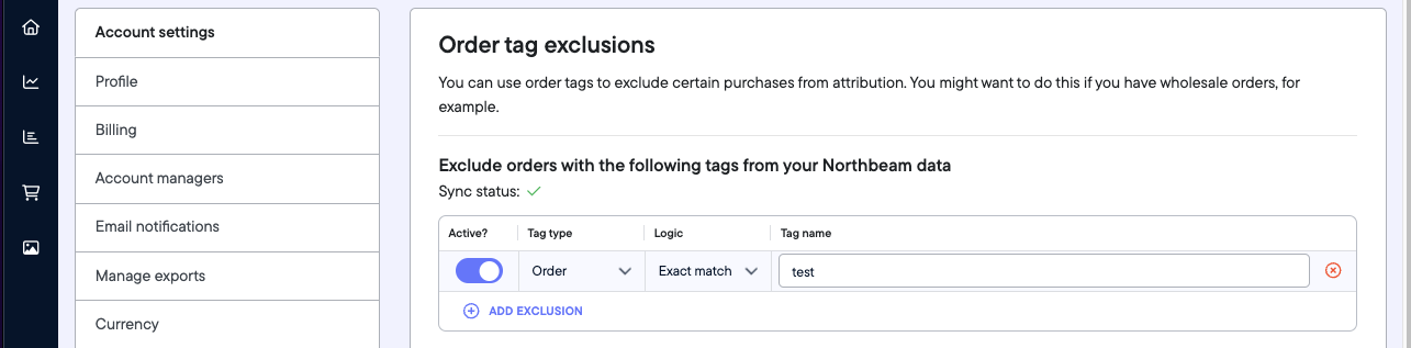 Settings > Exclude Orders by Tag