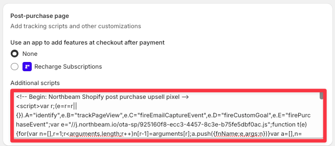 Additional Scripts field on the Post-Purchase Page