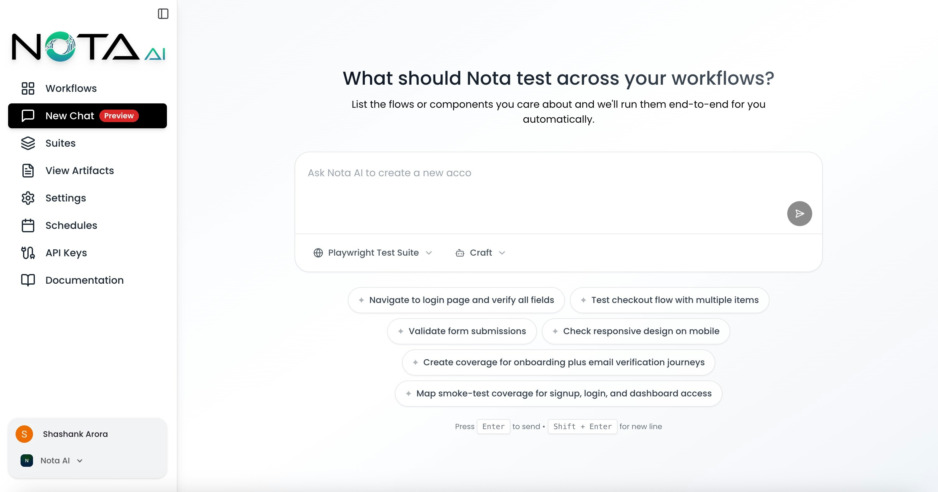 Chat interface for building workflows