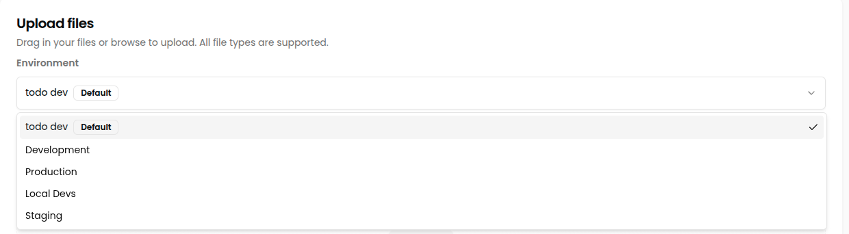Environment selector for files
