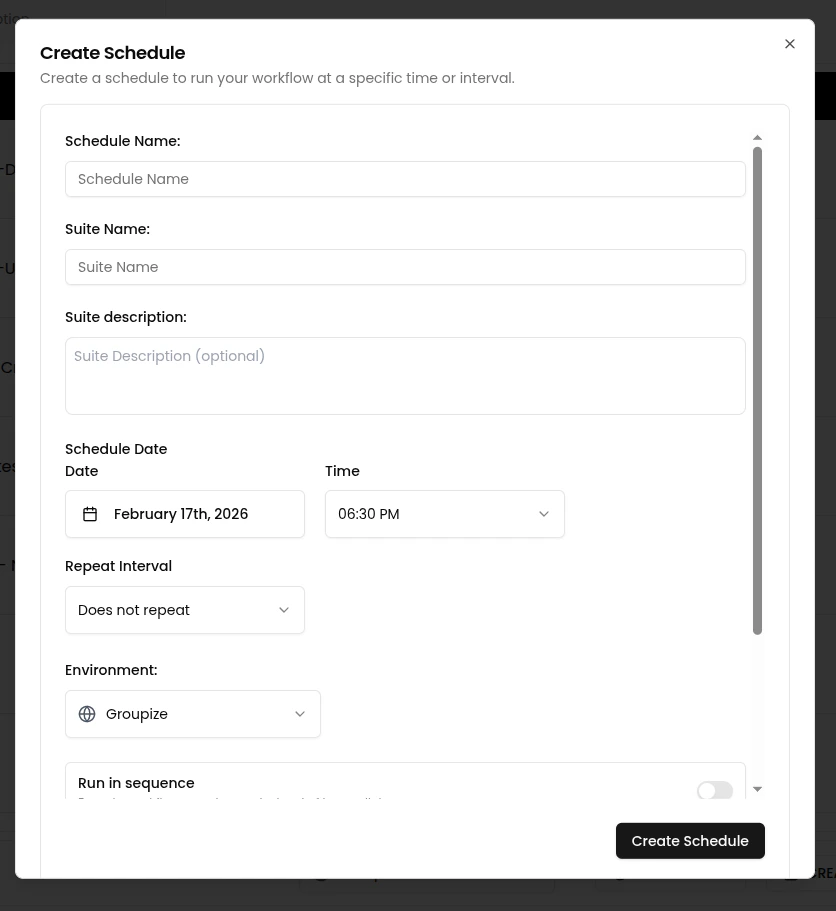 Create a new schedule