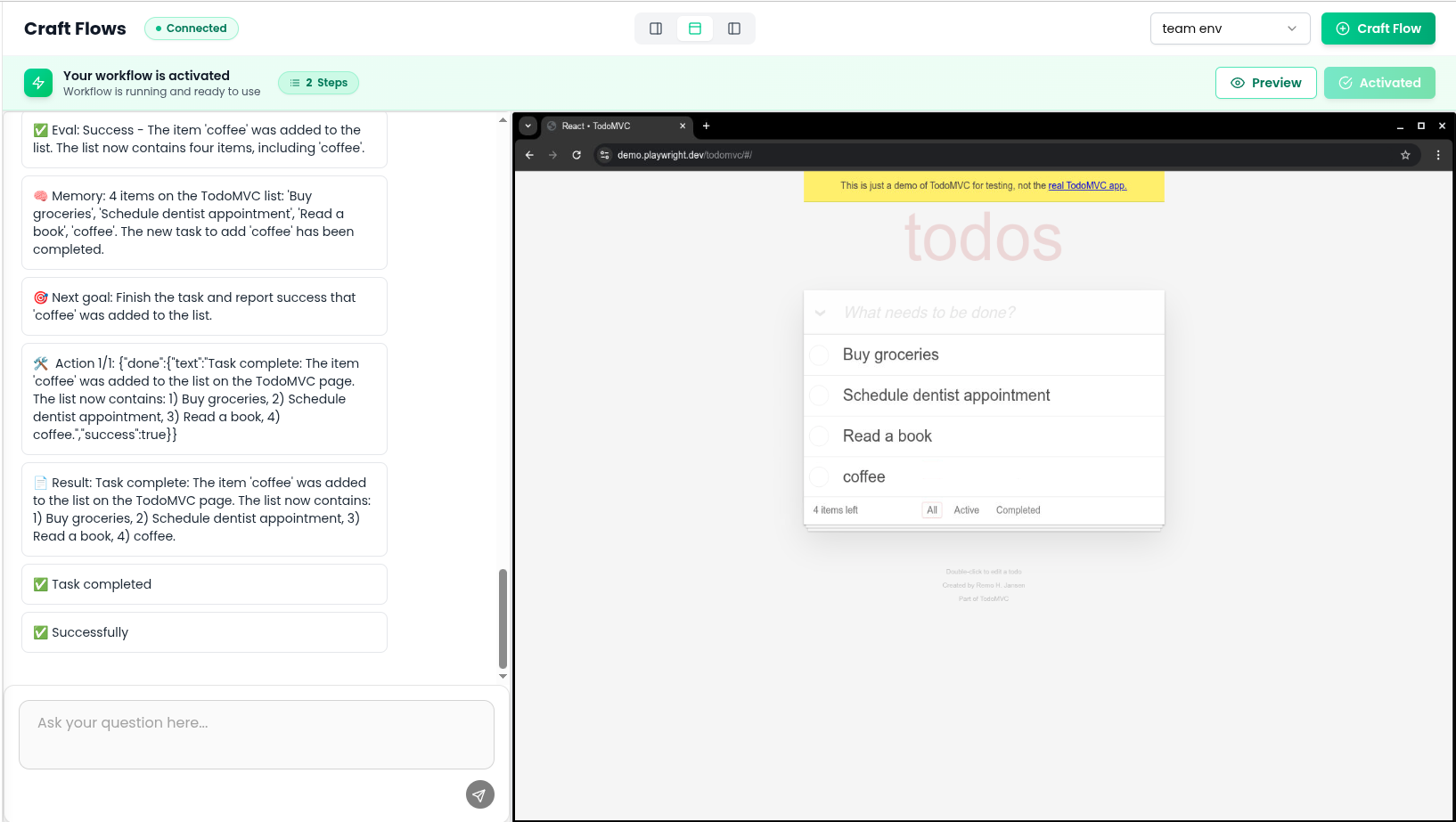 Activate workflow button