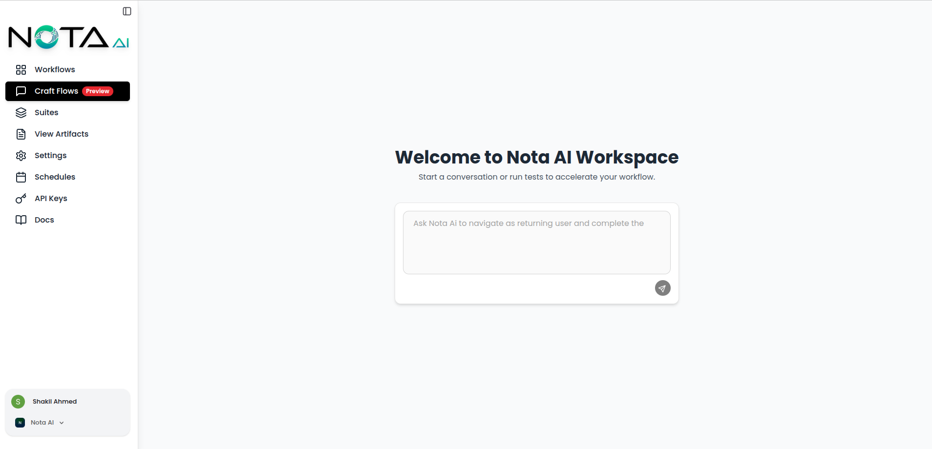 Chat interface for building workflows