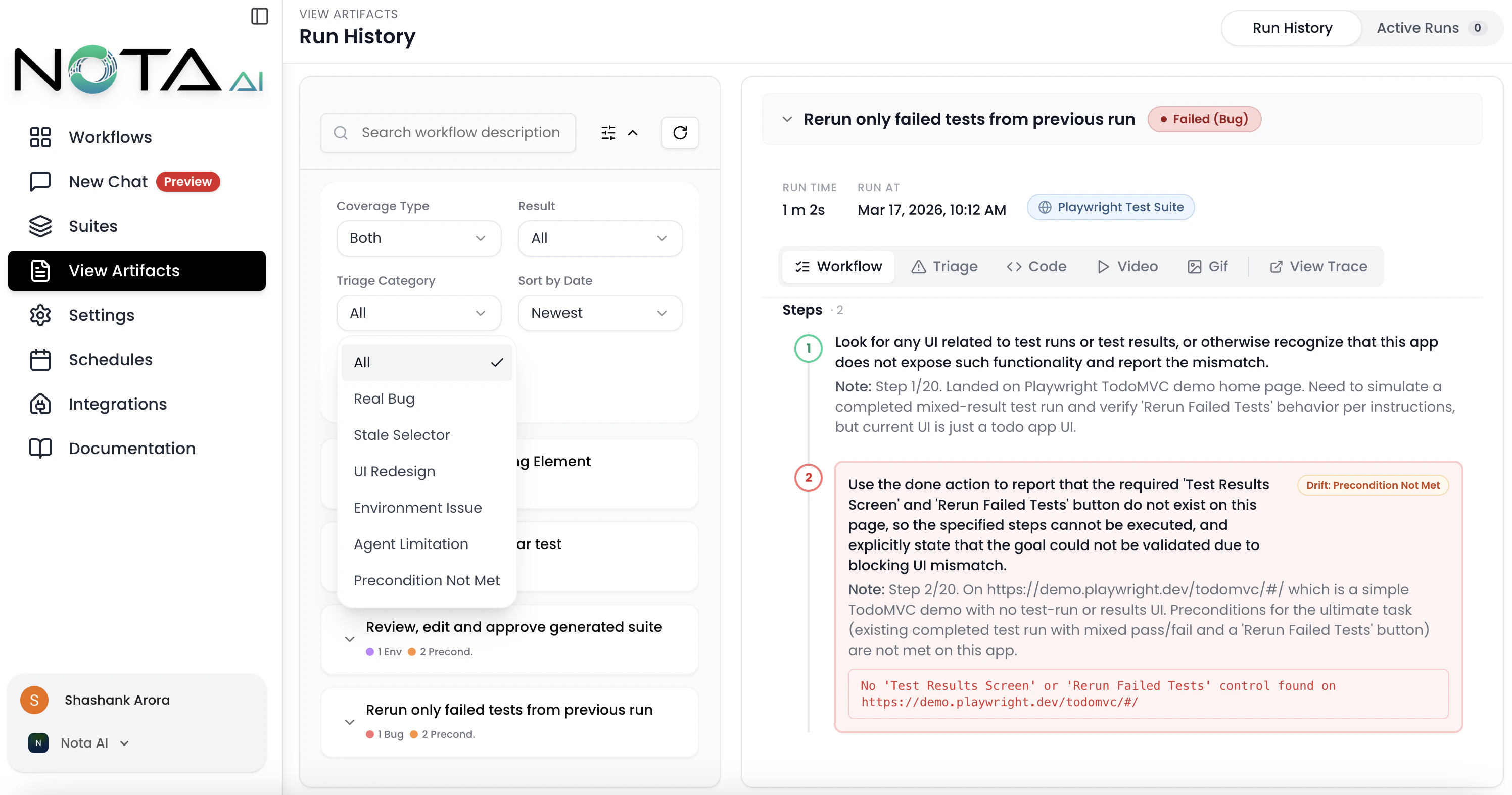 Sidebar Overview with triage filters