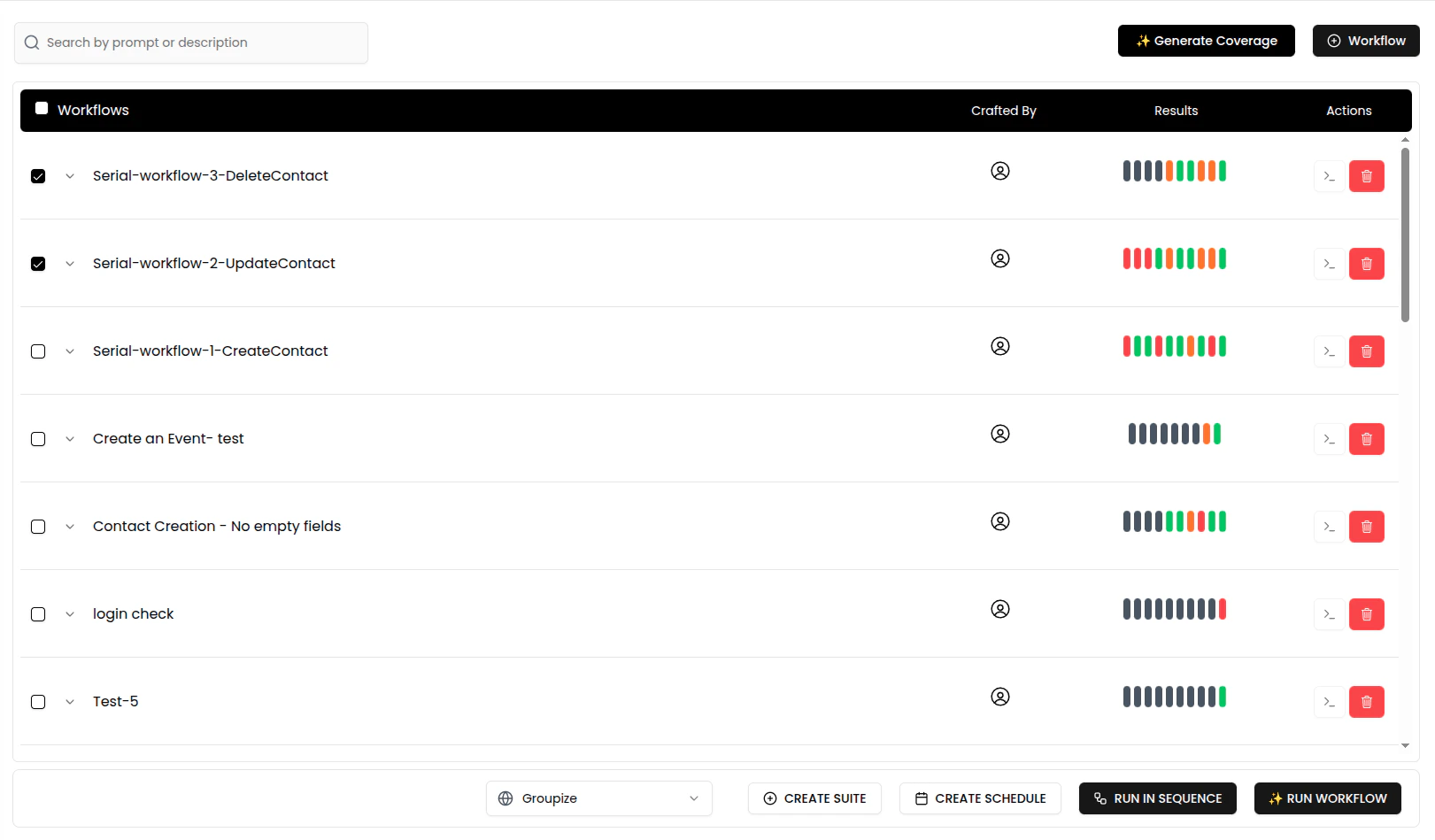 Select workflows to schedule