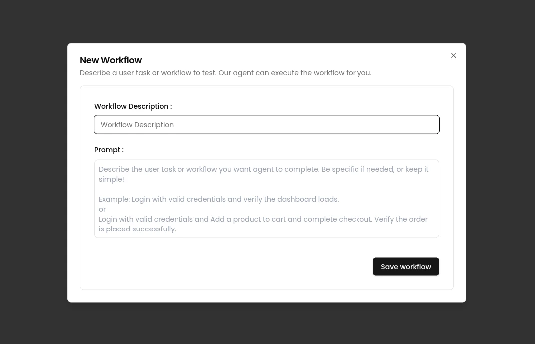 Create workflow manually