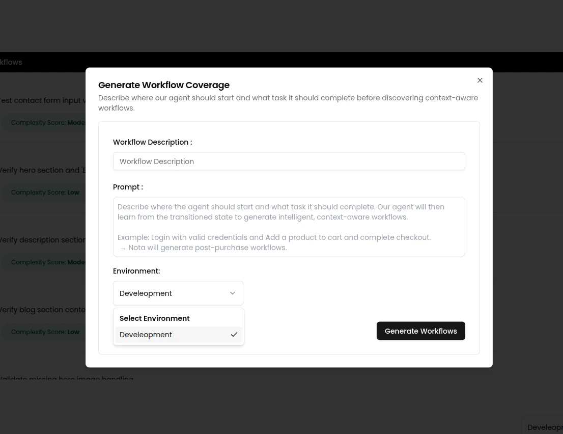 Generate workflow using AI
