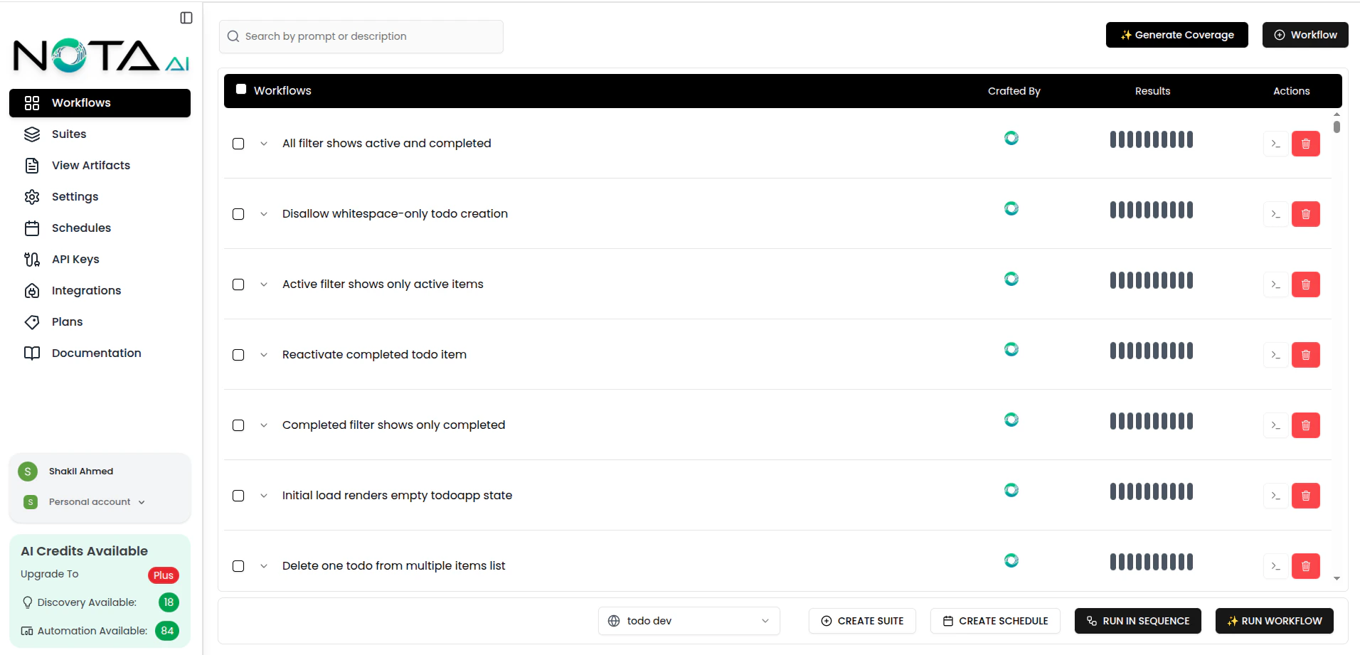 Workflow page with multiple selections