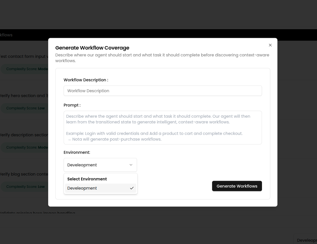Generate workflow using AI
