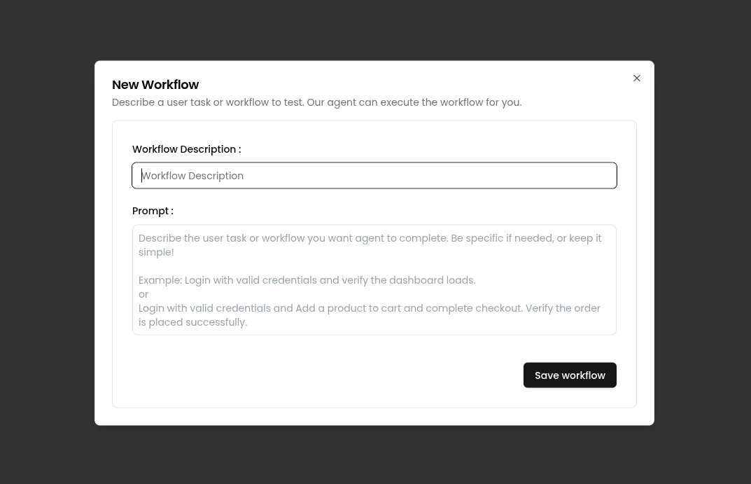 Create workflow manually