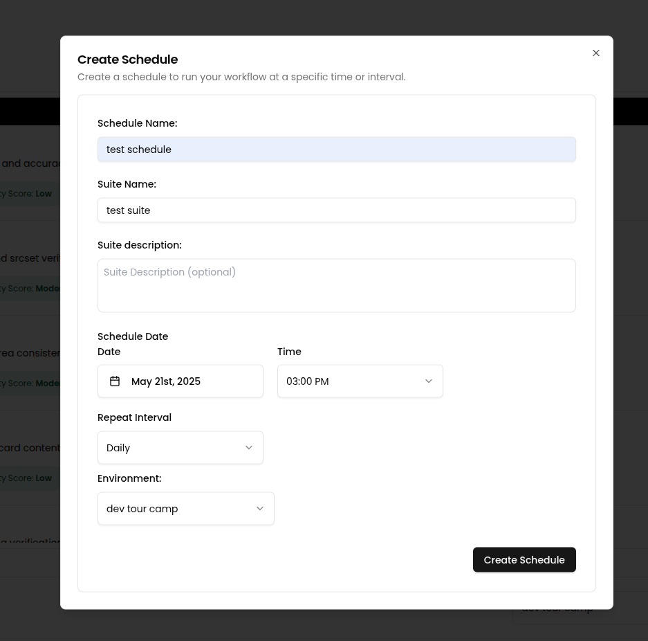 Create a new schedule