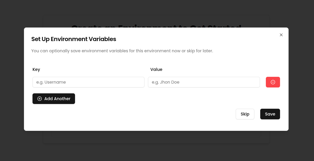 Environment plaeholder setup