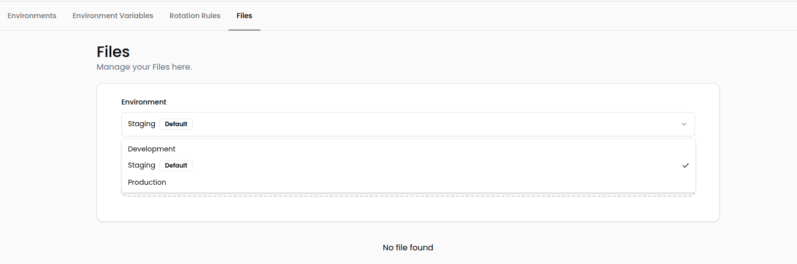 Environment selector for files