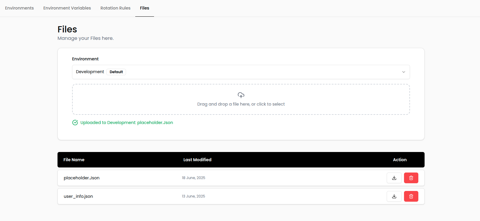 File upload interface
