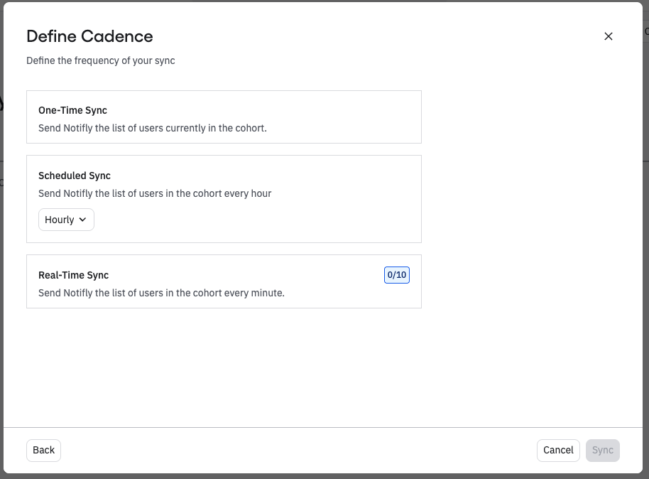 Amplitude cohort sync cadence