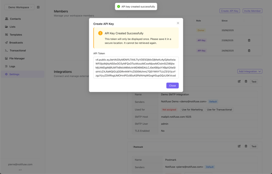 Admins & API Keys - Notifuse Documentation