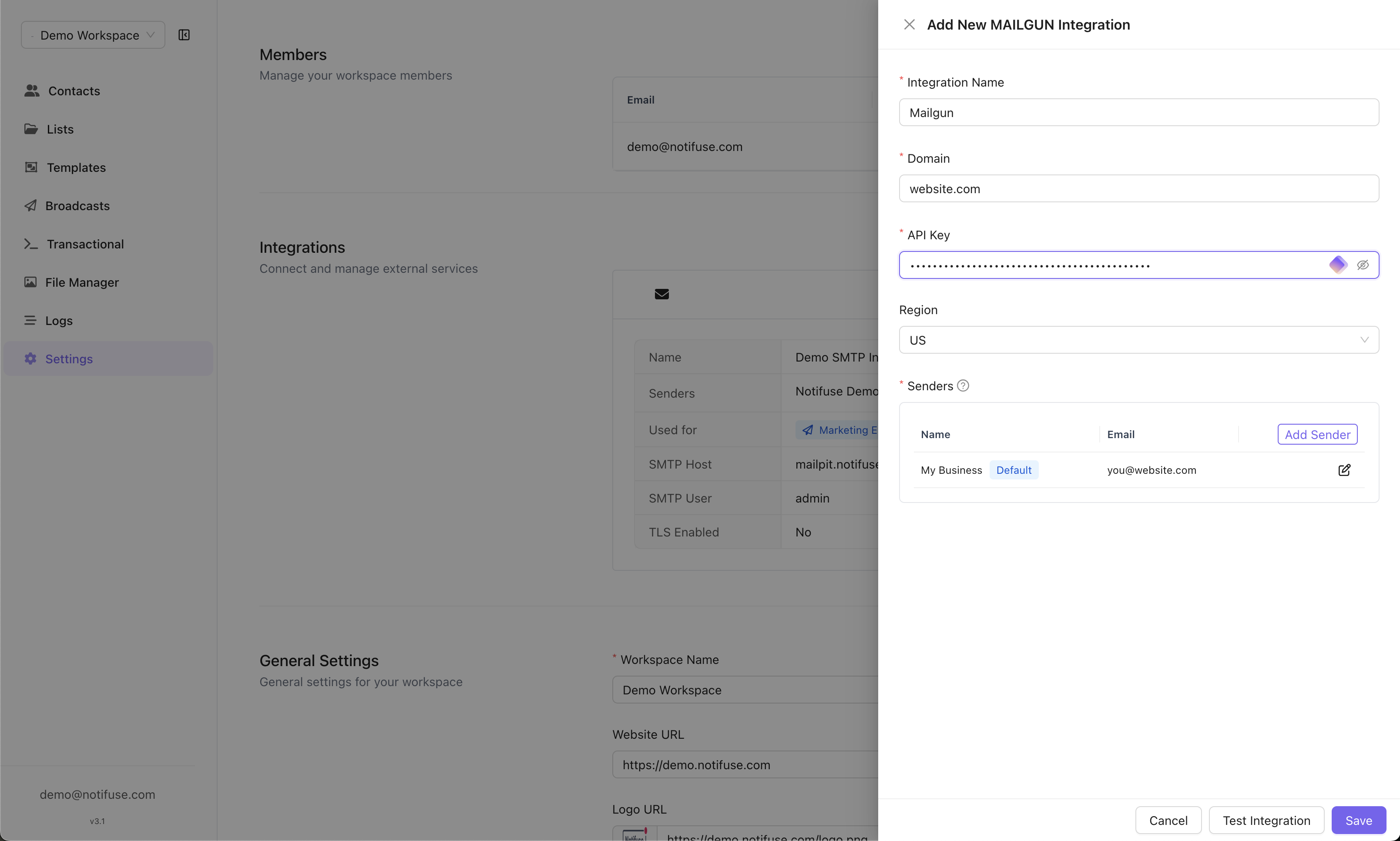 Mailgun Integration Form